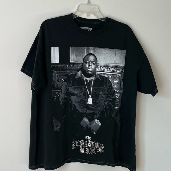 Source Unknown Other - The Notorious B.I.G. T-Shirt, Black Silver Foil Lettering. Large